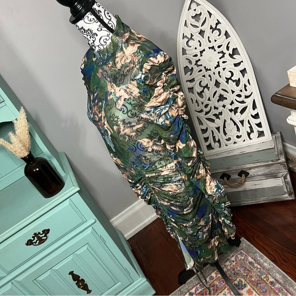 Fashion Nova Angelic Moments Ruched Mini Dress Green Size 1X - Picture 9 of 15